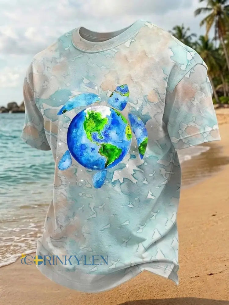 Mäns havs Turtle World Ocean Dag Tryckt T-shirt - som bild / S