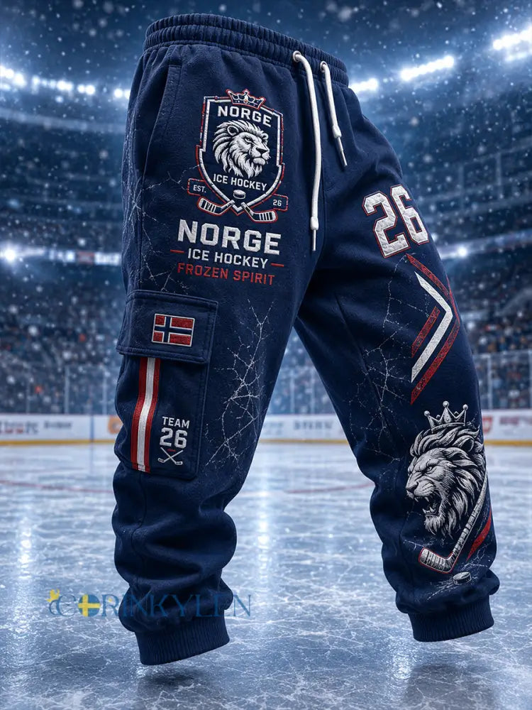 Mäns ishockey-tema Print Sportbyxor - A / S