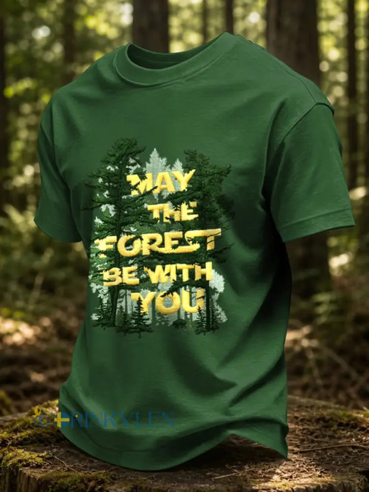 Mäns kan skogen vara med dig tryckta tillfällig T-shirt - grön / S