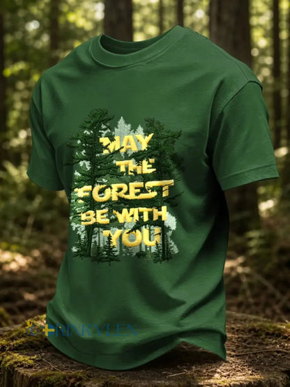 Mäns kan skogen vara med dig tryckta tillfällig T-shirt - grön / S