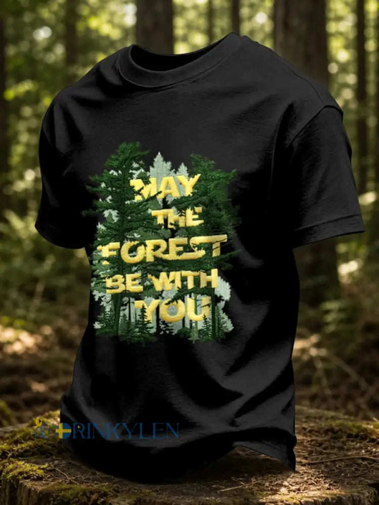 Mäns kan skogen vara med dig tryckta tillfällig T-shirt - svart / S