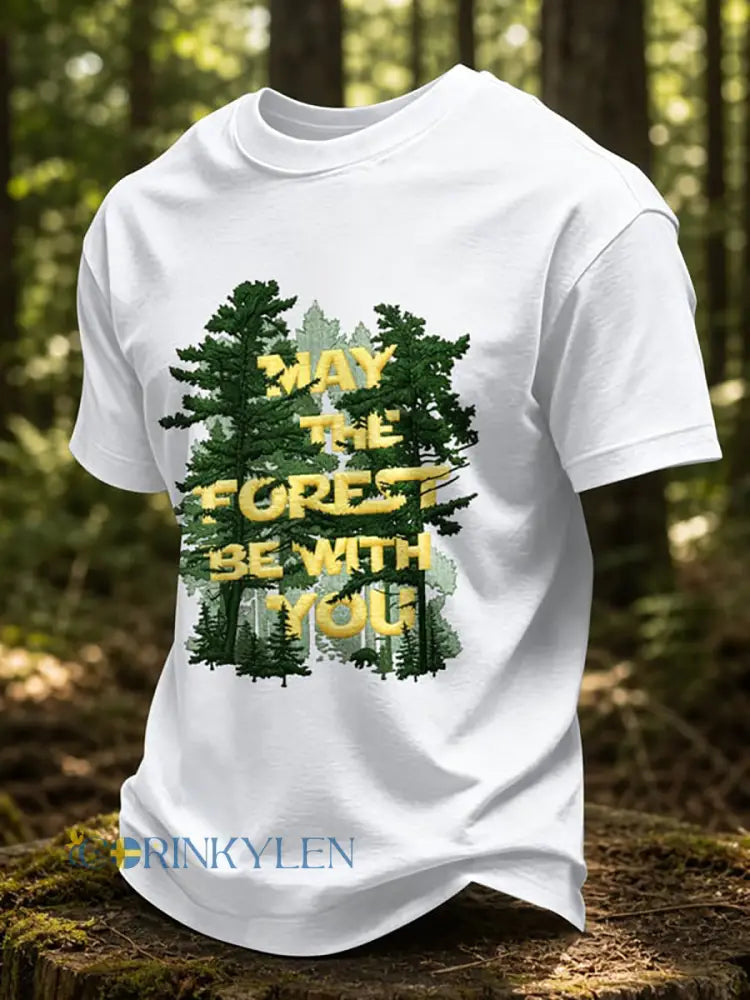 Mäns kan skogen vara med dig tryckta tillfällig T-shirt - vit färg / S