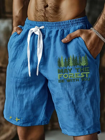 Mäns kan skogen vara med dina tryckta Shorts - blå / S