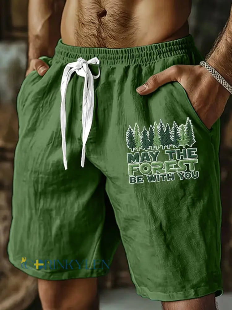 Mäns kan skogen vara med dina tryckta Shorts - grön / S