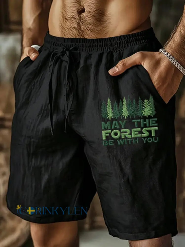 Mäns kan skogen vara med dina tryckta Shorts - svart / S