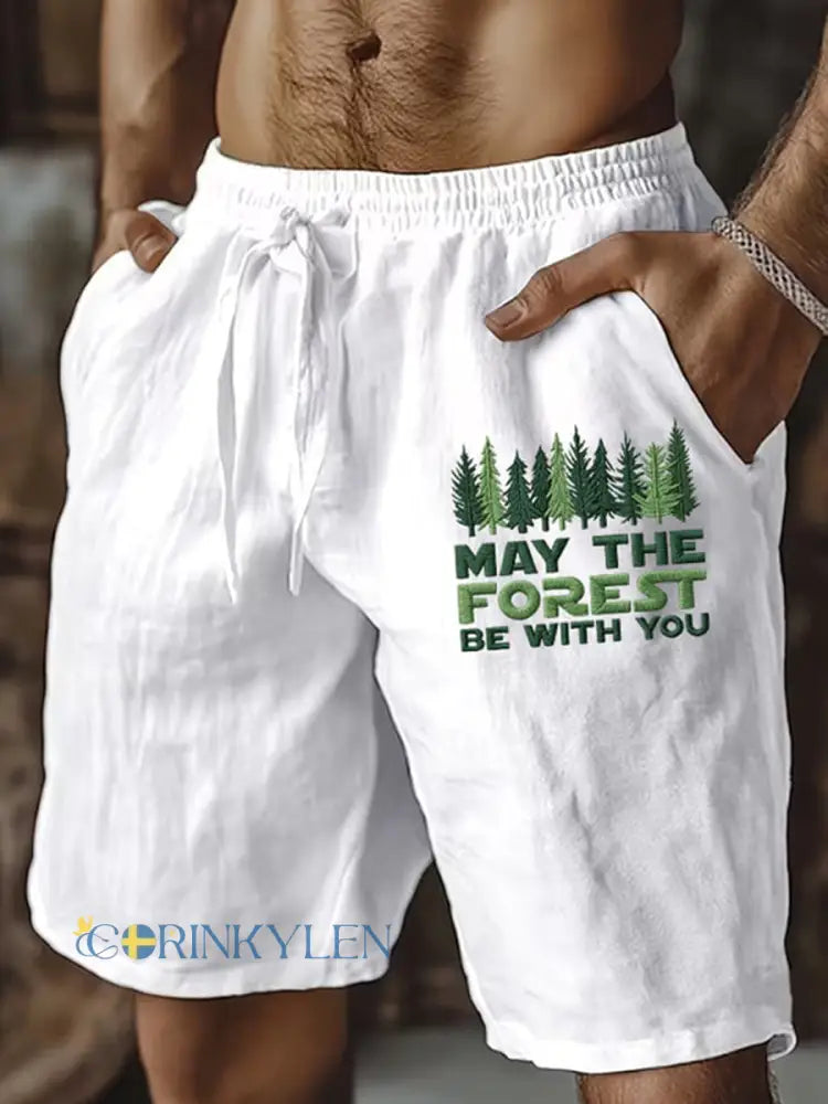 Mäns kan skogen vara med dina tryckta Shorts - vit / S