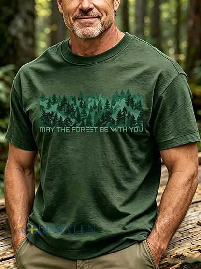 Mäns kan skogen vara med du Print T-shirt - grön / S