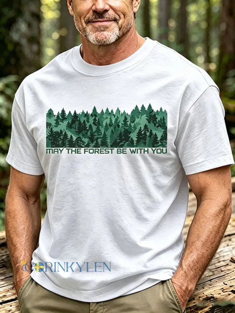 Mäns kan skogen vara med du Print T-shirt - vit / S