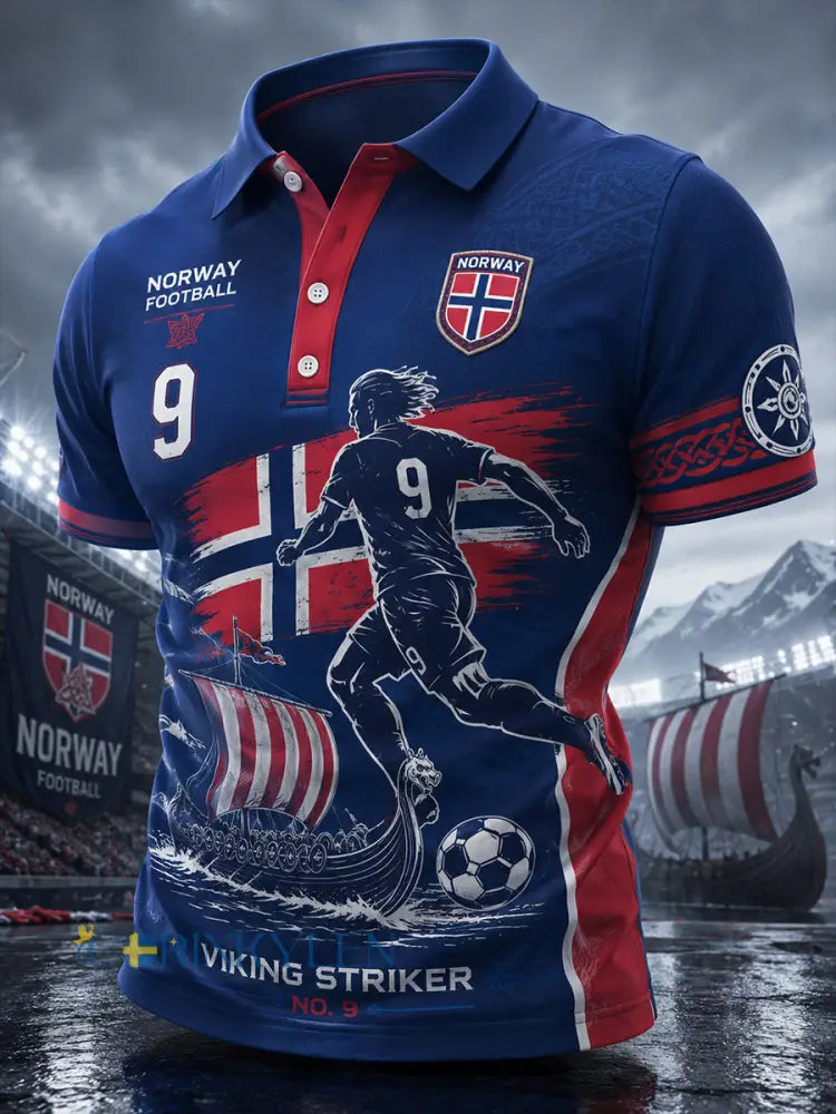 Mäns kortärm Polo tröja med viking och fotbolls-tema tryckt - A / S