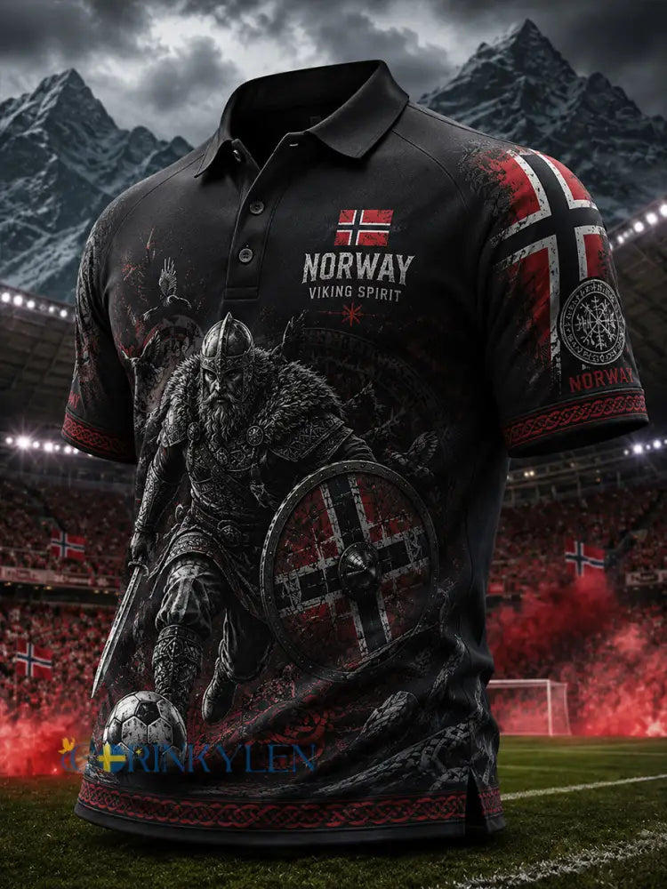 Mäns kortärma Polo tröja med viking krigare och fotbolls-tema tryckt - A / S