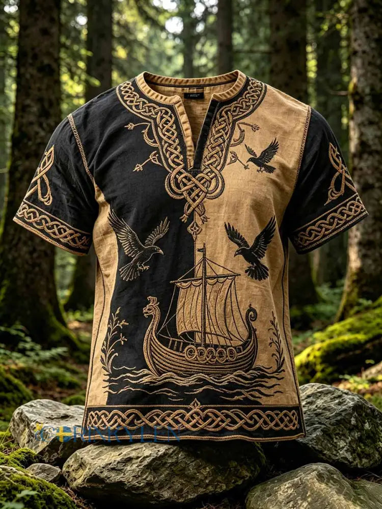 Mäns mode viking keltisk knop Print T-shirt - som bild / S