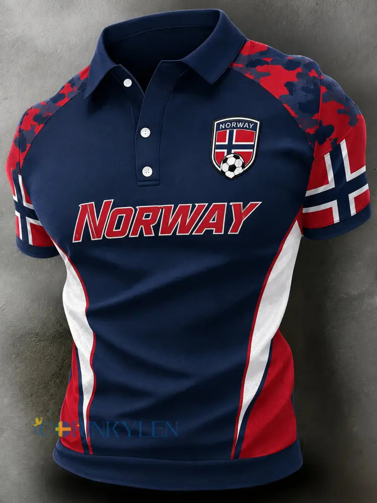 Mäns Norge fotboll Match Fan konst & Print Polo tröj - A / S