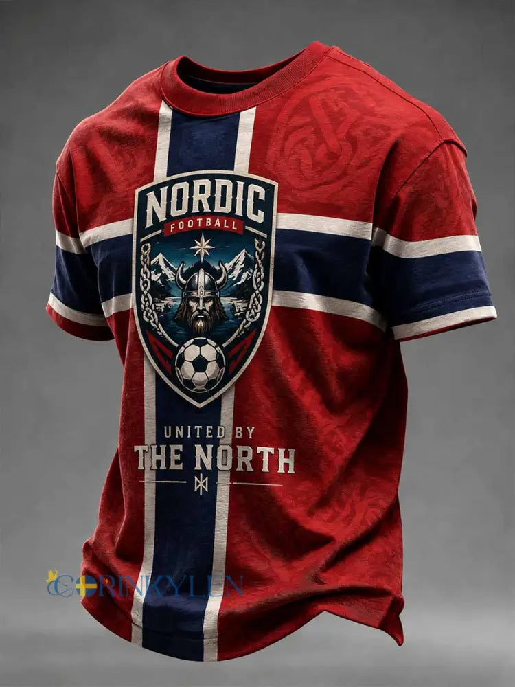 Mäns Norge Fotboll minnesmärke Print T-shirt - som bild / S
