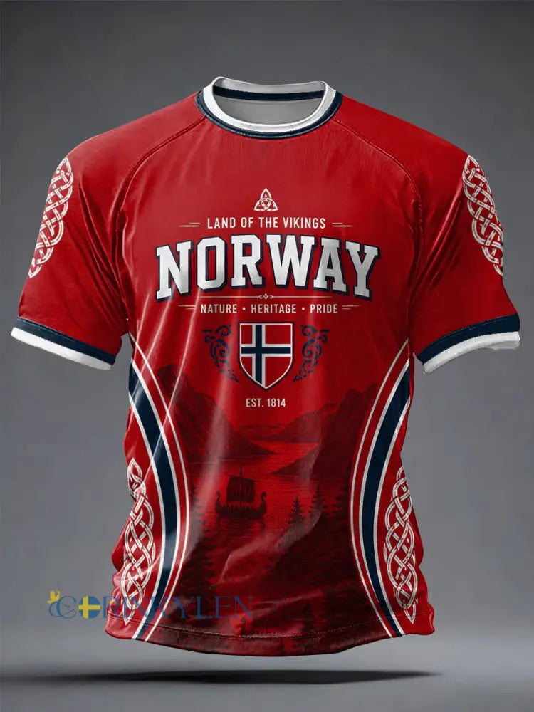 Mäns Norge Fotboll Tryck Casual korta ärmar t-shirt - som bild / S