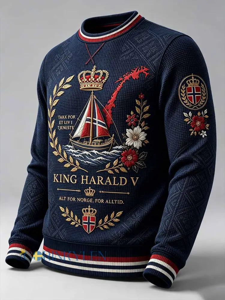 Mäns Norge Harald Mönster Skriv ut Sweatshirt - som bild / S