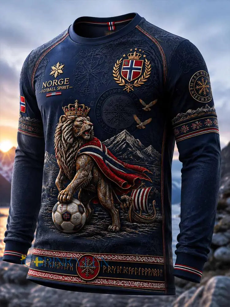 Mäns Norge Laget fotboll utskrift långärmströj - som bild / S