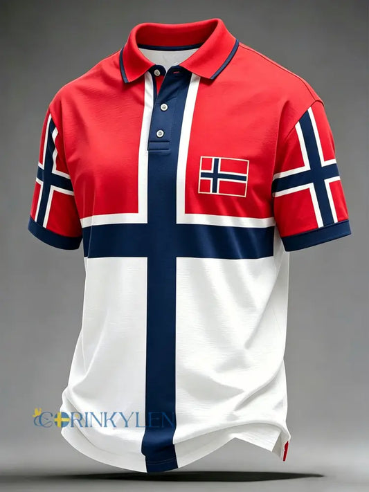 Mäns norska flagga färg Scheme Konst utskrift Polo. - A / S