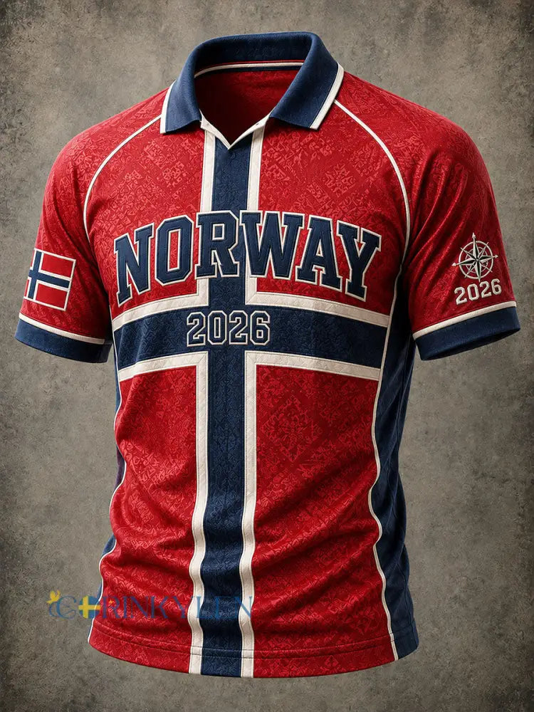 Mäns norska fotboll Casual Sport-stil Unisex T-shirt - röd / S