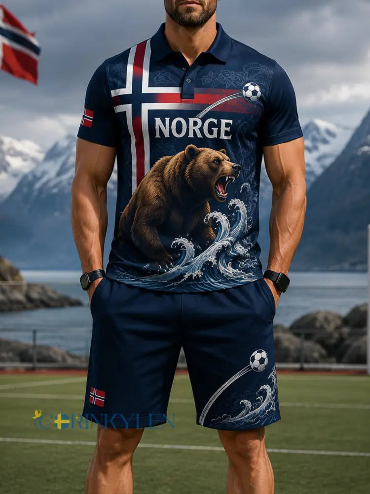 Mäns norska fotboll match cheering Element konst Print Polo kostym - A / S