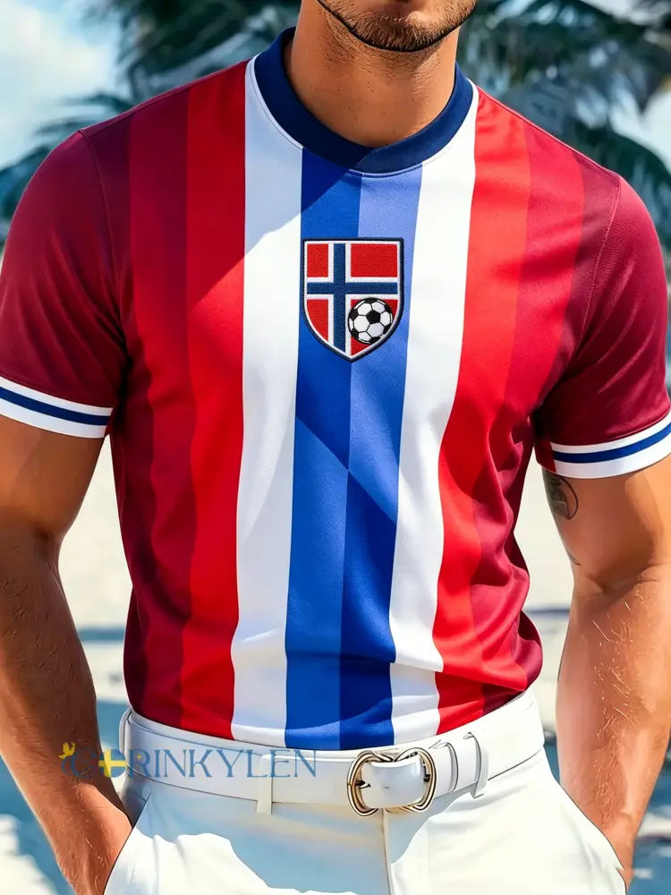 Mäns norska fotboll match cheering Element konst Skriv ut T-shirt - A / S