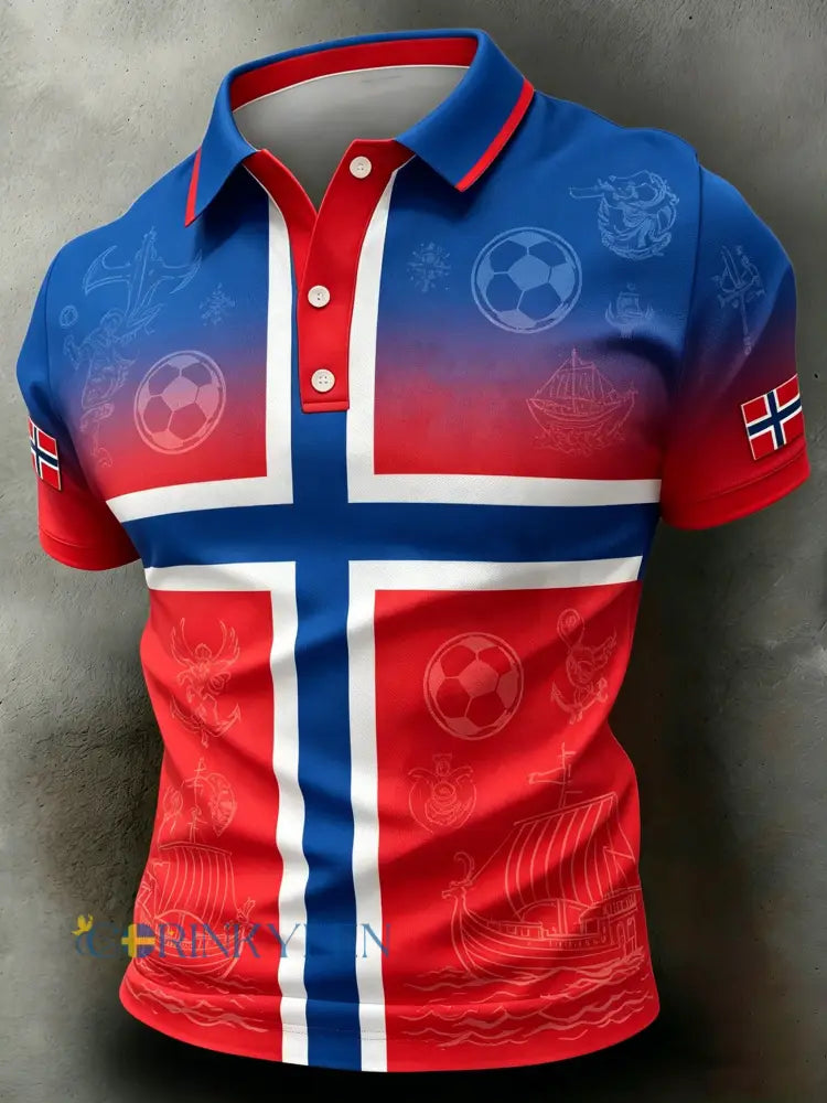 Mäns norska fotboll match hejar fan konst Print Polo tröj - A / S