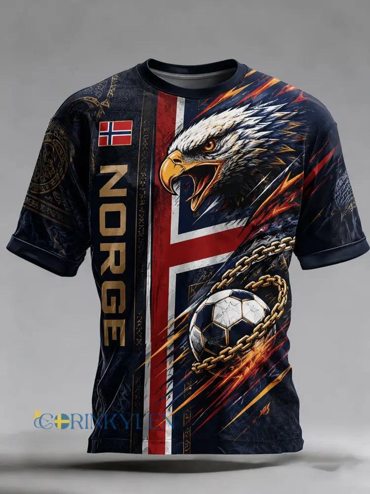 Mäns norska fotbollsfläkt Kultur & hejar konst Print T-shirt - A / S