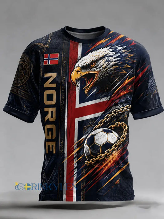 Mäns norska fotbollsfläkt Kultur & hejar konst Print T-shirt - A / S