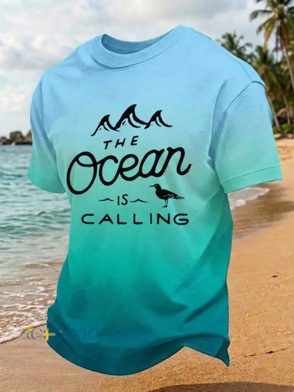 Mäns Ocean kallar tryckt T-shirt - A / S