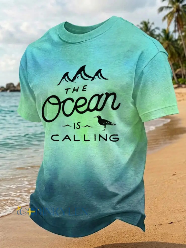 Mäns Ocean kallar tryckt T-shirt - B / S