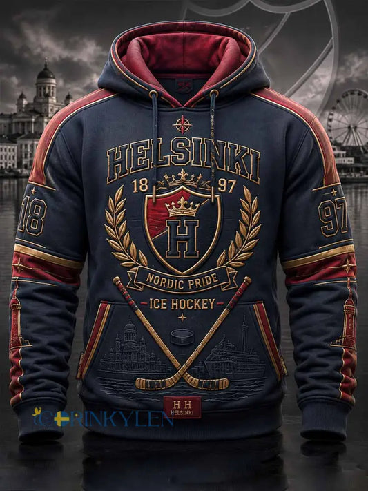 Mäns Retro 1897 HIFK ishockey lag tryckt tröjar - som bild / S