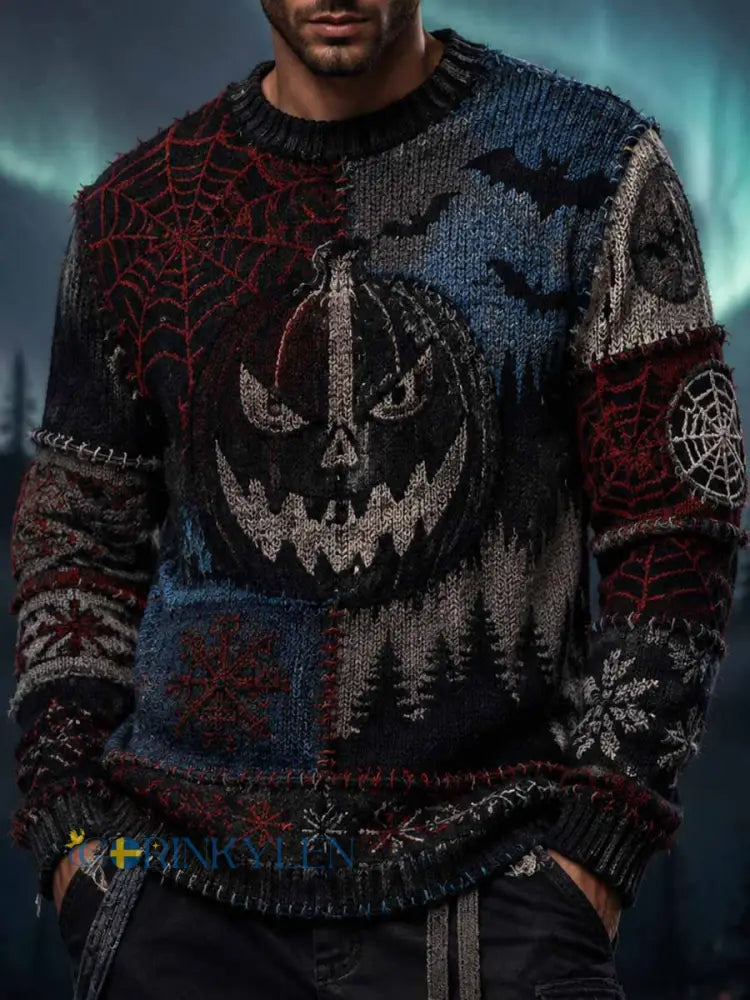 Mäns Retro Halloween mönster Print Sweatshirt - som bild / S