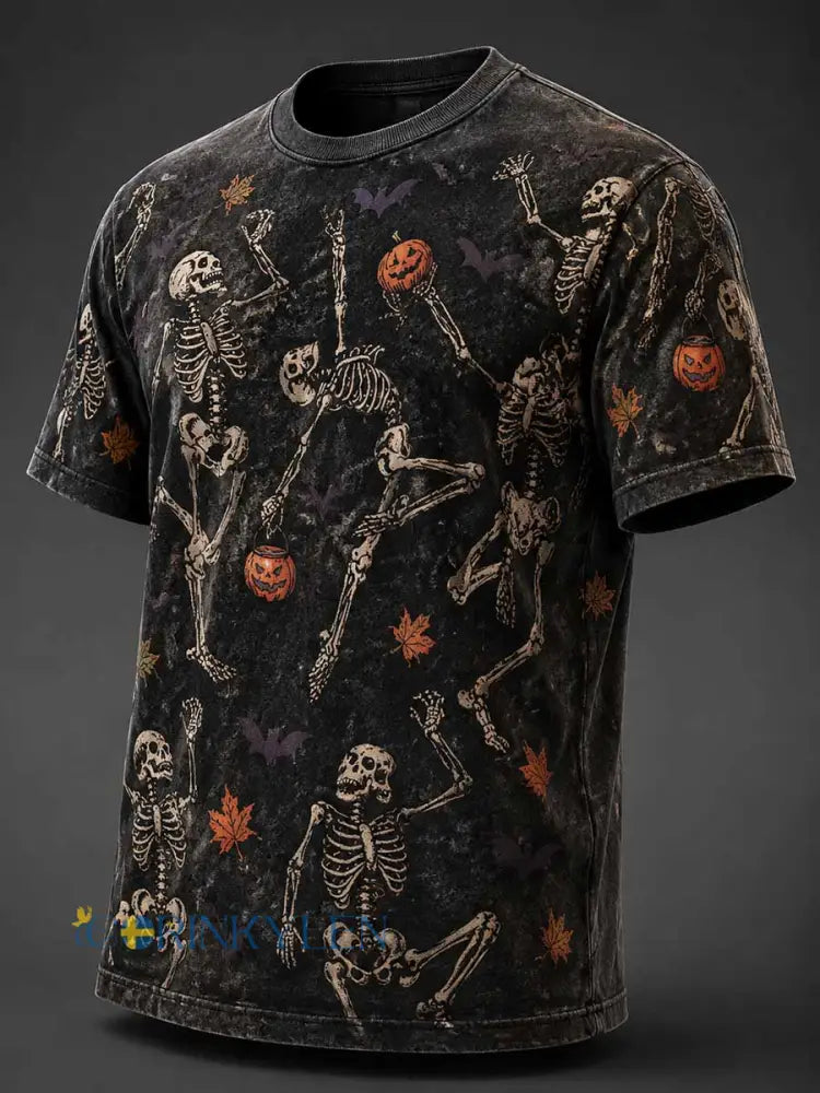 Mäns Retro Halloween mönster Skriv ut T-shirt - som bild / S