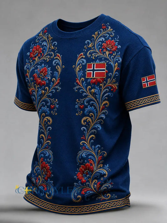 Mäns Retro Nordic-stil T-shirt med norsk konst Skriv - A / S