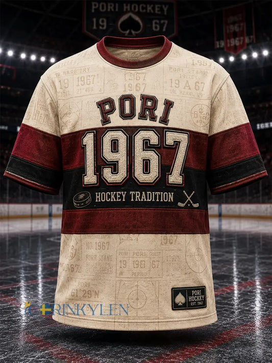 Mäns Retro Porin Ässät Finska Hockey Lover Short-Shirt - bäie / S
