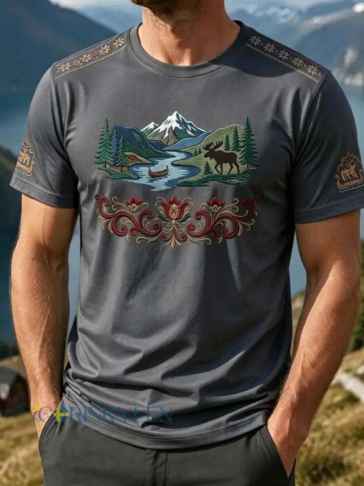 Mäns Retro utomhus Casual T-shirt - som bild / S