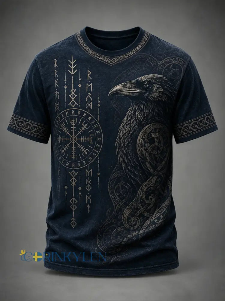 Mäns Retro vikingelement Skriv ut kortärm T-shirt - A / S