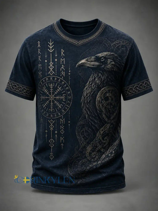 Mäns Retro vikingelement Skriv ut kortärm T-shirt - A / S