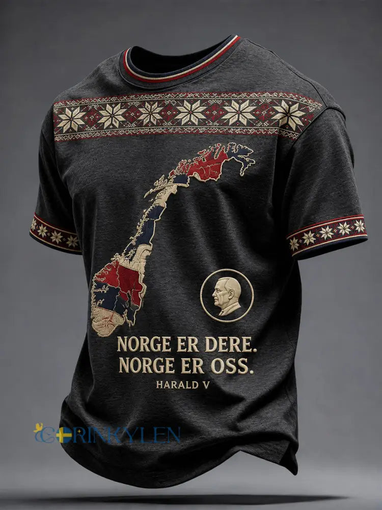 Mäns Rip Norge Harald Tryckt T-shirt - som bild / S