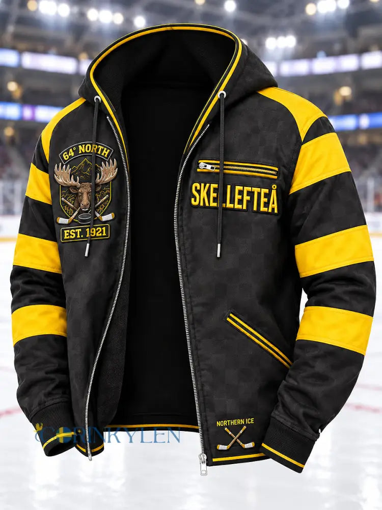 Mäns Skellefteå AIK Tryckt långärmad jacka - svart- gul / S
