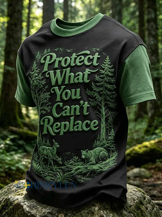Mäns ’Skydda vad du inte kan ersätta’ tryckt Casual T-shirt - som bild / S