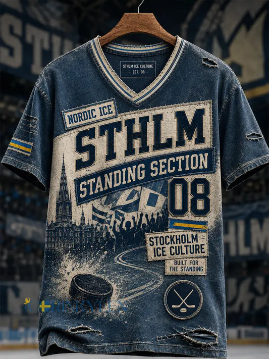 Mäns Stockholms Ishockey 1891 V-hals T-shirt - A / S