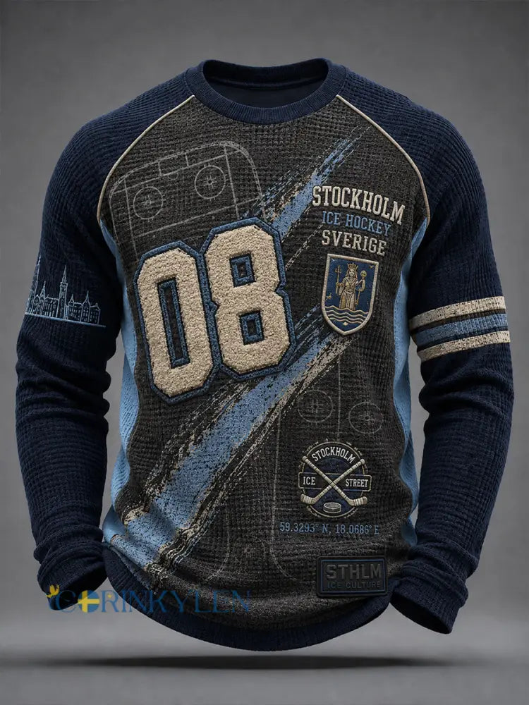 Mäns Stockholms Ishockey 1891 Våffle Långärm T-shirt - A / S