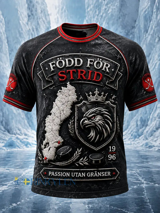 Mäns svarta schweiziska hockey Malmö Redhawks Tryck Casual T-shirt - svart / S