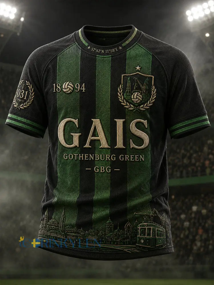 Mäns svensk fotboll Gais fans älskare kort ärm T-shirt - A / S