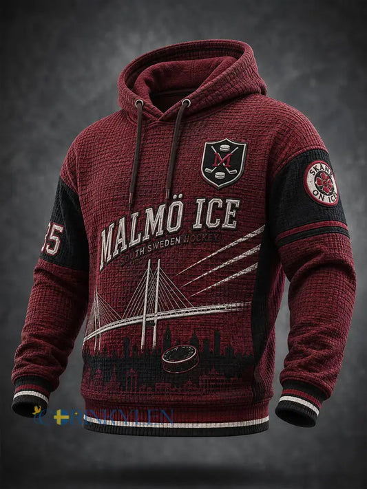 Mäns svensk ishockey Malmö Redhawks älskare våffel Lång ärm T-shirt - A / S