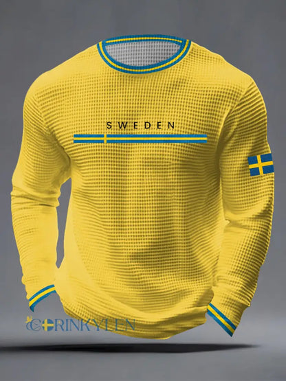 Mäns svensk konst våffla topp - gul / S