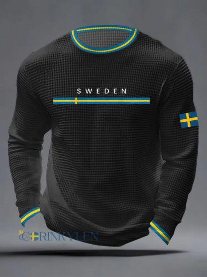 Mäns svensk konst våffla topp - svart / S