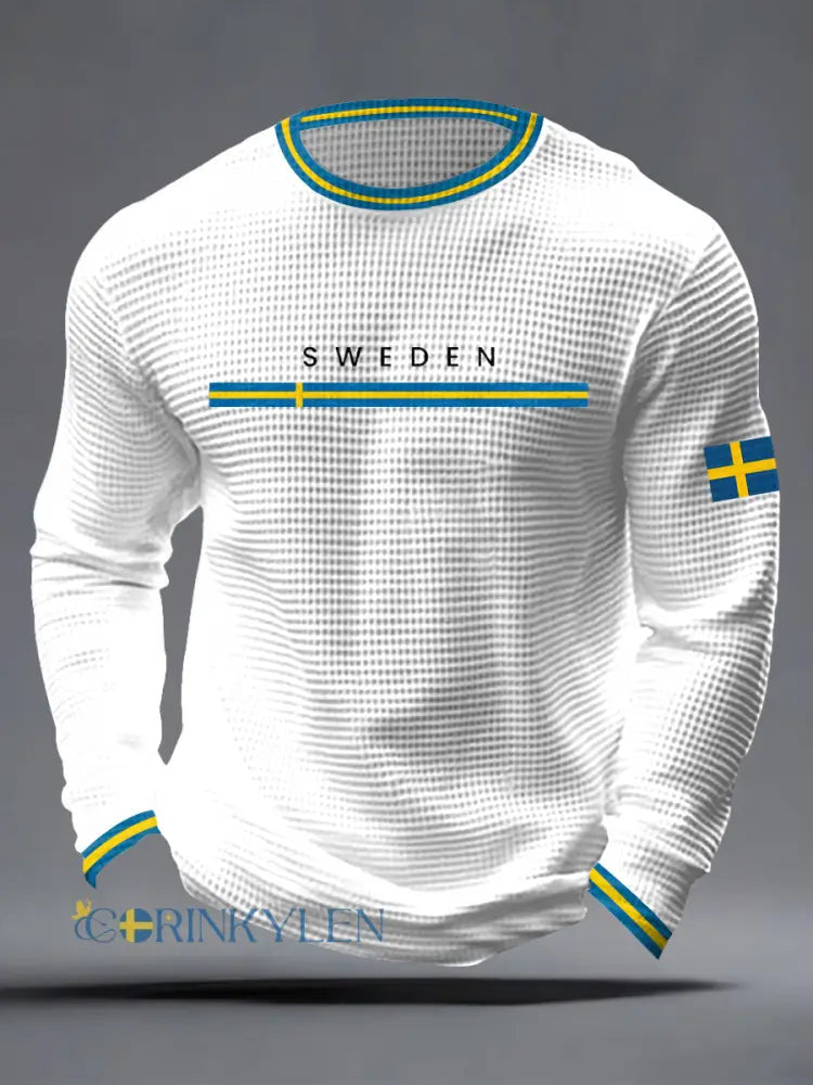 Mäns svensk konst våffla topp - vit / S
