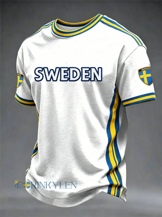 Mäns svensk tryckt T-shirt - vitt / S