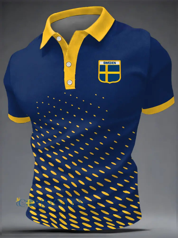 Mäns svenska fotboll Print Casual Topp - som bild / S